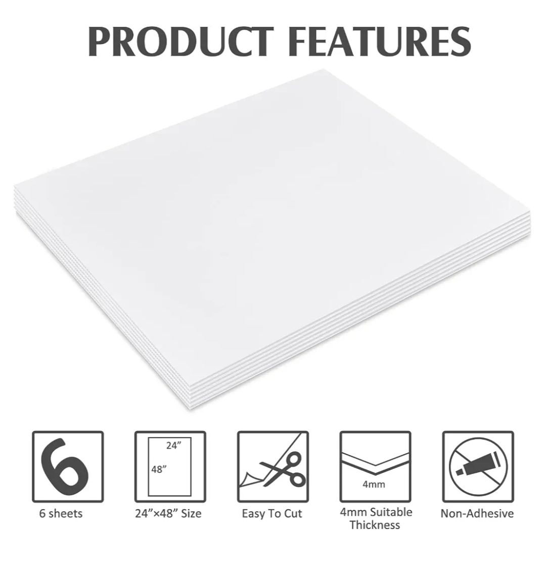 6 Pcs Corrugated Poster Board 24 x 48 in, 4 mm Plastic Sheet, White - Image 6