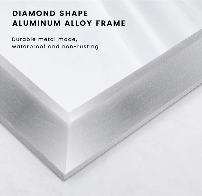 Amorho Bathroom Mirror for Wall 50x30 Inch, Brushed Silver Metal Framed - Image 5
