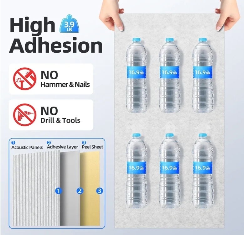 8 Pack High Density Large Acoustic Panel Sound Absorbing with Self-Adhesive - Image 7