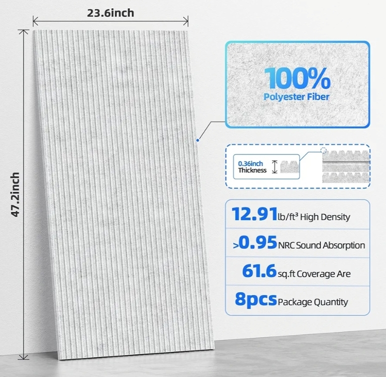 8 Pack High Density Large Acoustic Panel Sound Absorbing with Self-Adhesive - Image 9