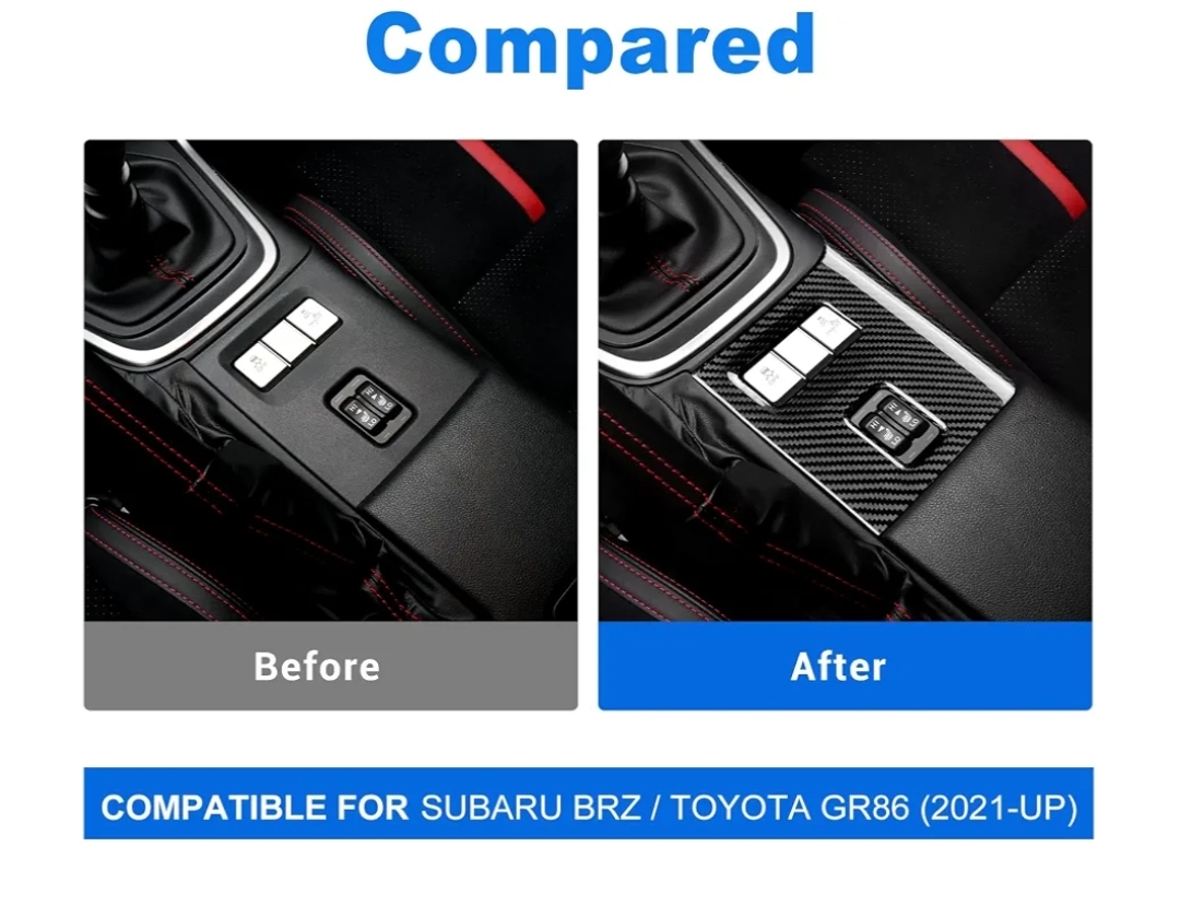 Hard Carbon Fiber for Toyota GR86 Subaru BRZ 2021-2025 Car Seat Heating Control Button Cover Center Console Interior Trim Accessories, Black, Manual Transmission - Image 5