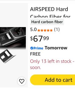 Alternative view of Hard Carbon Fiber for Toyota GR86 Subaru BRZ 2021-2025 Car Seat Heating Control Button Cover Center Console Interior Trim Accessories, Black, Manual Transmission