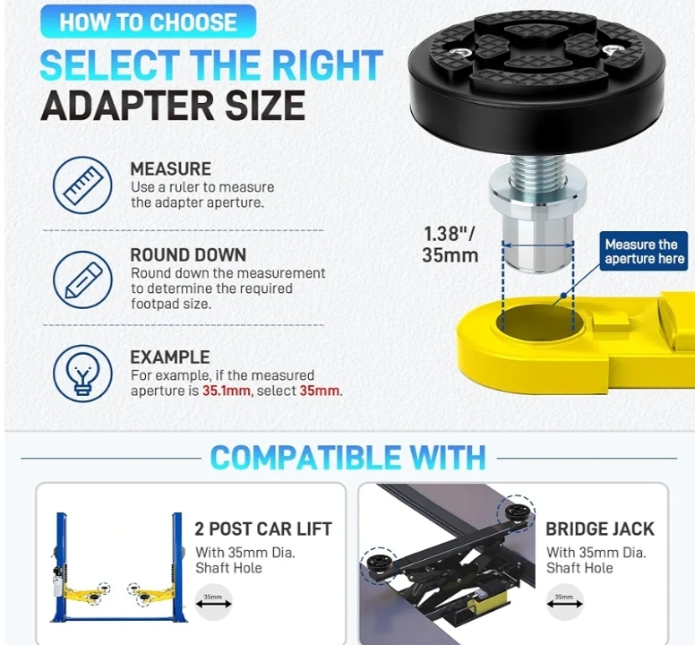 4 Pack 2 Post 35mm Shaft Car Lift Pads, Screw Up Lift Feet Pad Adapter - Image 14