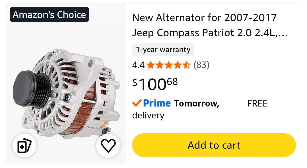 New Alternator for Chrysler, Jeep, Dodge - Image 2