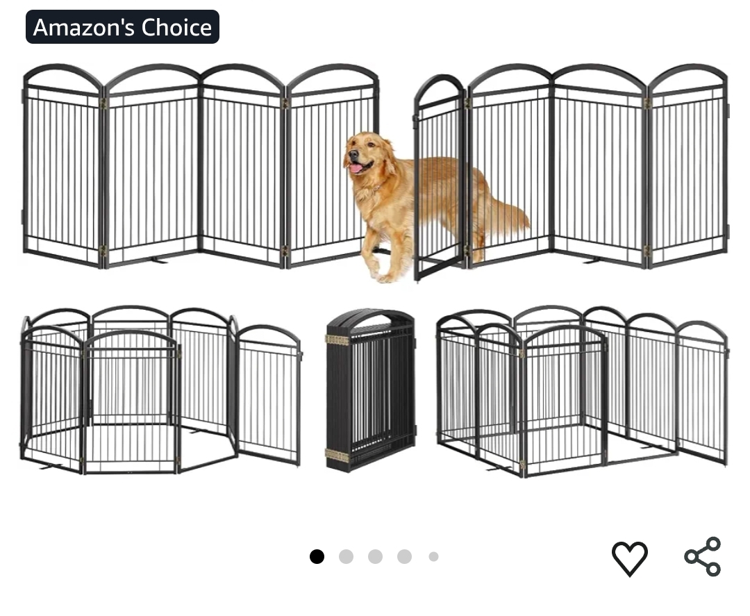 Full Metal Free Standing Dog Gate with Door for Indoor Outdoor, 192'' Extra Wide 32'' Tall Dog Gates, 8 panel - Image 9