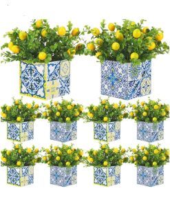 8 Sets Blue Tiles Lemon Table Centerpiece Party Decorations