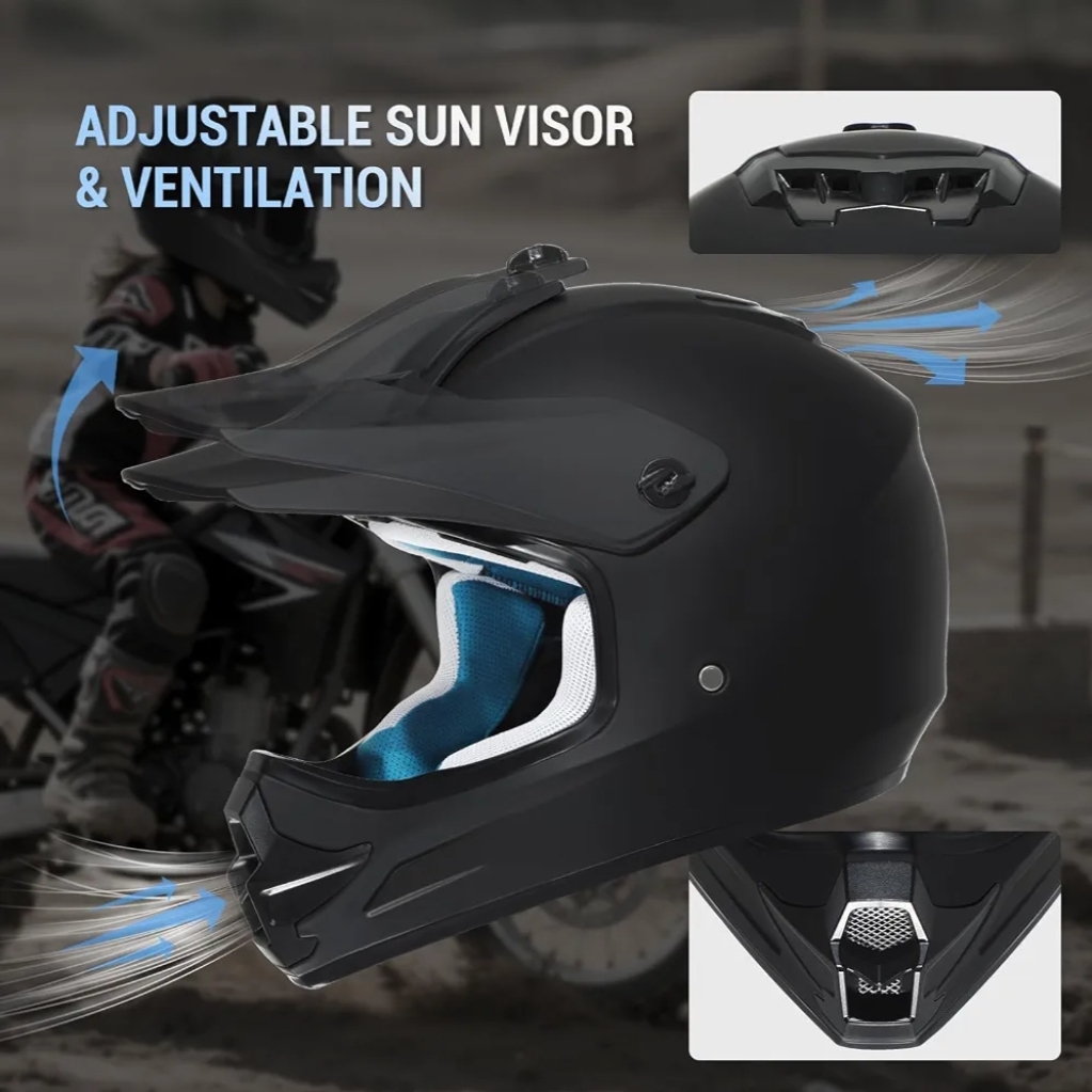Youth Kids Dirt Bike Helmet DOT Approved, Full Face Motocross Set, Small - Image 5