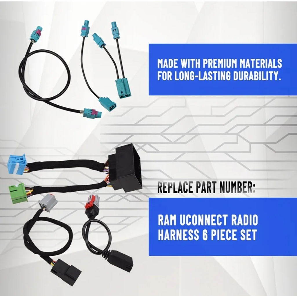 12-Inch Uconnect 5 Upgrade Wiring Harness Only, 5-Inch Radio or 8.4-Inch Uconnect 4/4C, 6-Cable Adapter Set - Image 5