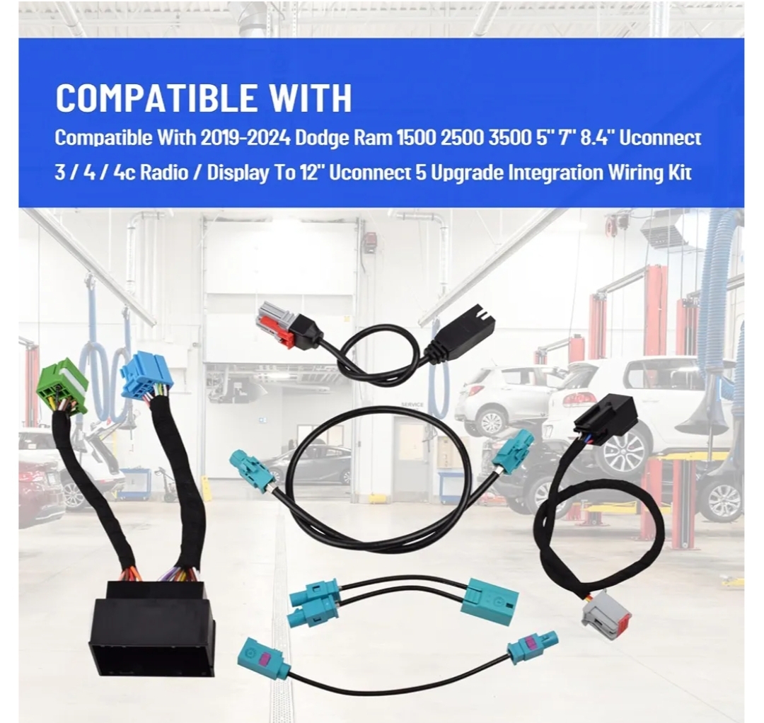 12-Inch Uconnect 5 Upgrade Wiring Harness Only, 5-Inch Radio or 8.4-Inch Uconnect 4/4C, 6-Cable Adapter Set - Image 6