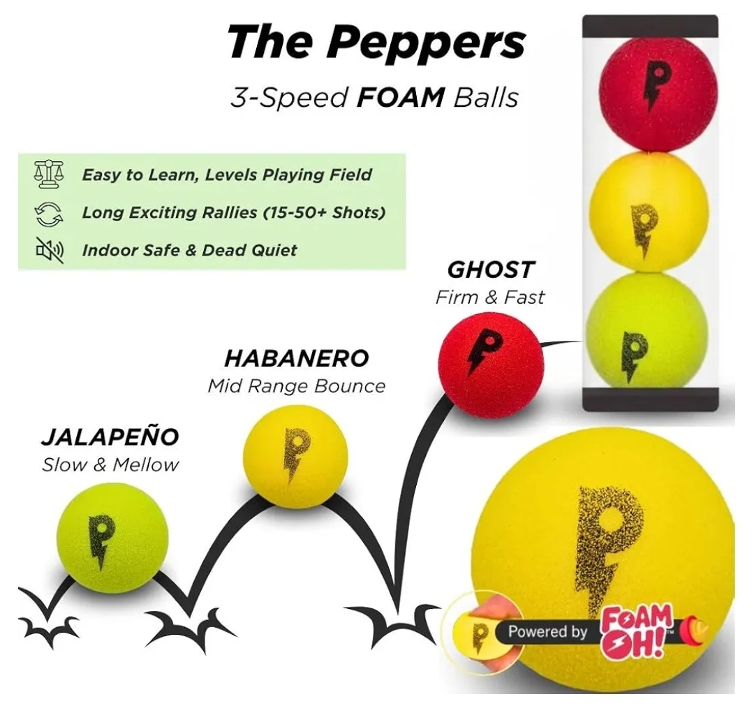 Pepper Pong- 2 premium paddles, 3 foam balls, freestanding net, carrying bag, sweat kit - Image 11