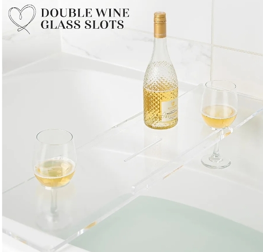 Supreme Plus- Luxury Bathtub Tray Caddy - 3/8" Thick, Clear Bath Tub Tray Table - Image 7