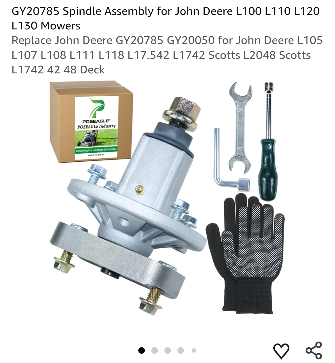 GY20785 Spindle Assembly for John Deere L100 L110 L120 L130 Mowers