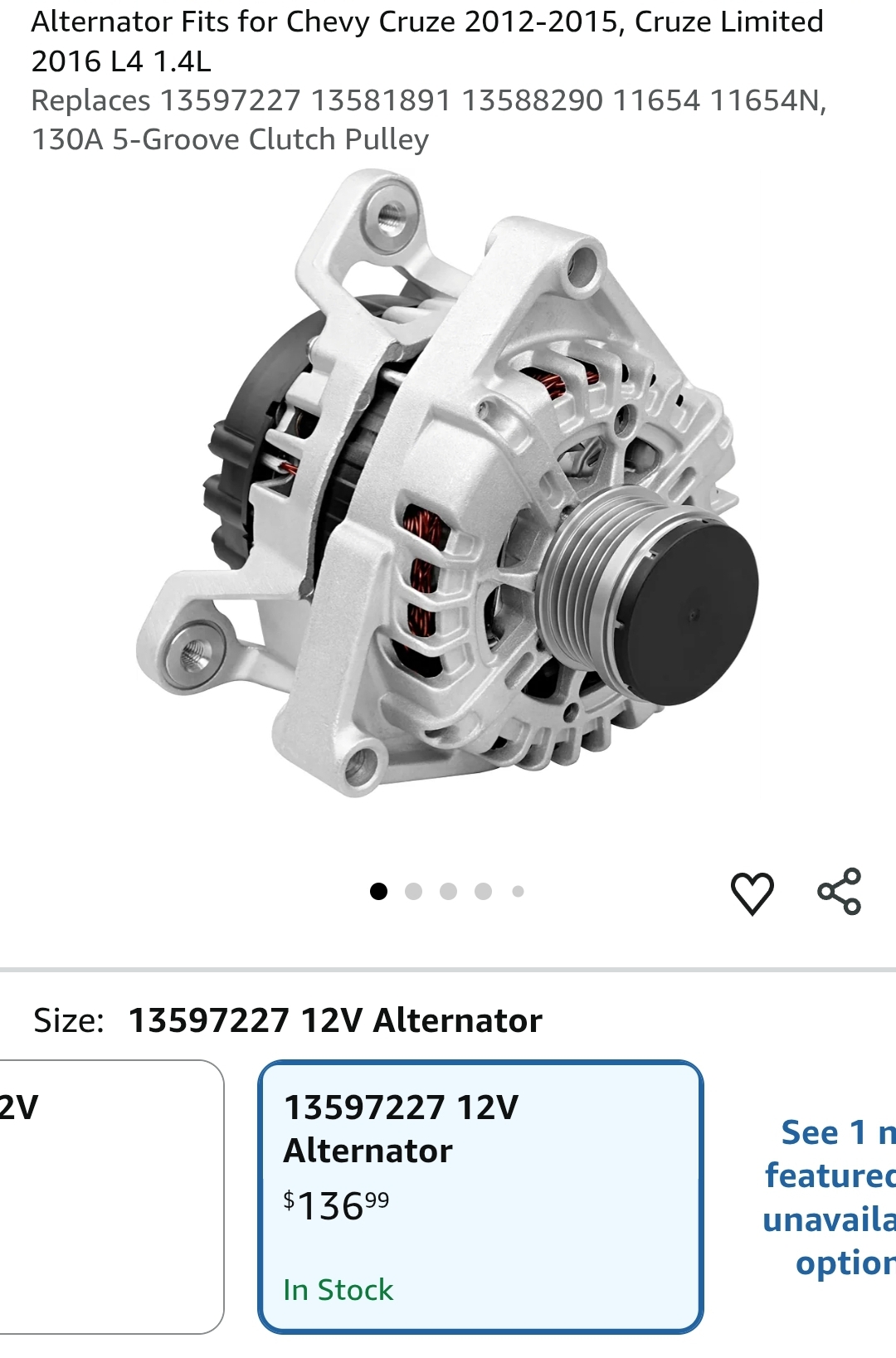 Alternator Fits for Chevy Cruze 2012-2015, Cruze Limited 2016 L4 1.4L - Image 13