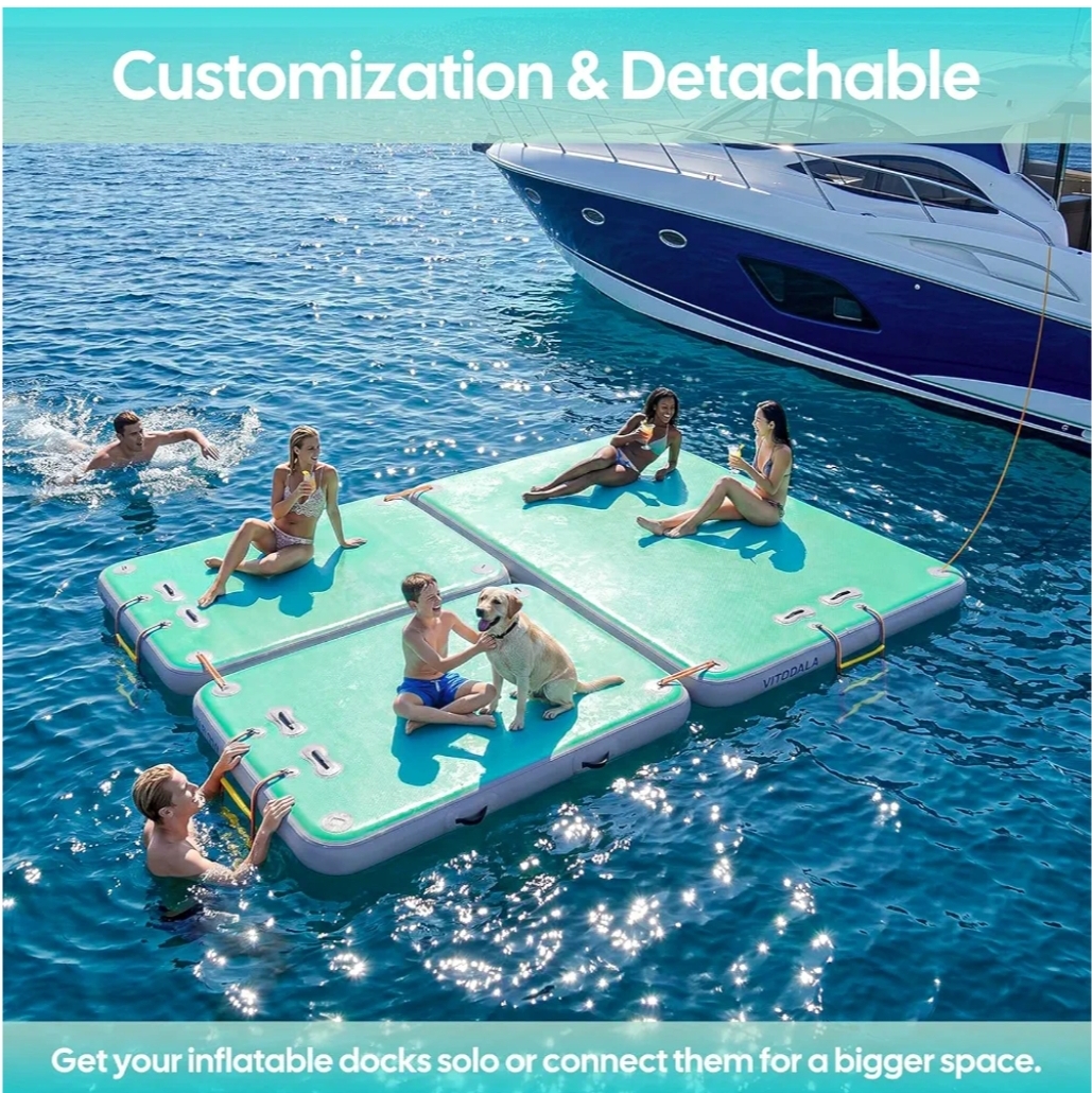 Inflatable Floating Dock, Water Island Float Raft Mat with Non-Slip Surface, 5FT/8FT/10FT Air Deck Platform, 6 Inch Thick - Image 10