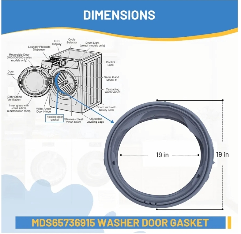 WM3400CW/00 Door Gasket For WM3400CW/00 Washer Door Boot WM3700HWA/03 WM3600HWA/00/03 MDS65736915 Door Gasket Seal Parts,Front Load Washer Door Seal Replaces 4964148, EAP12748962 - Image 7
