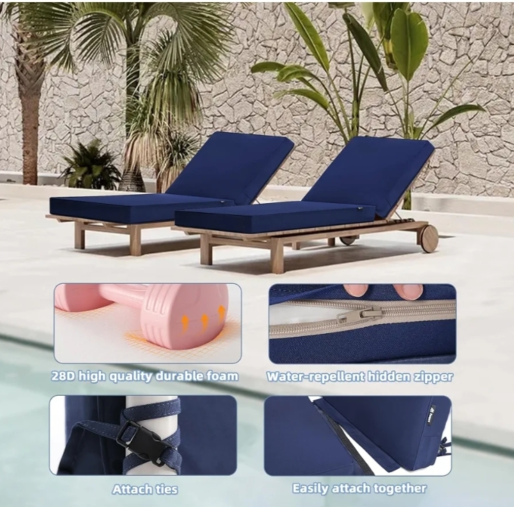Chaise Lounge Cushions Outdoor 72 x 21 x3 Inch Waterproof - Image 7