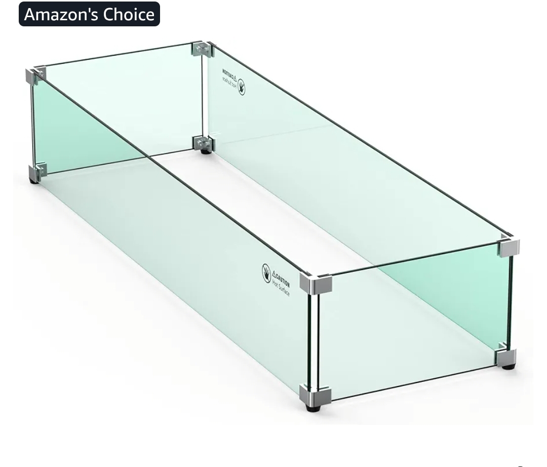 Skyflame Fire Pit Glass Wind Guard, 36" x 11.5", Clear - Image 9