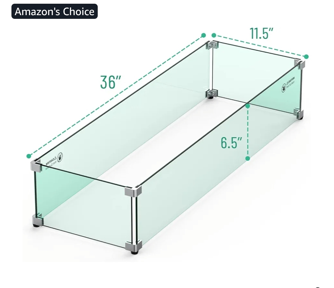 Skyflame Fire Pit Glass Wind Guard, 36" x 11.5", Clear - Image 5