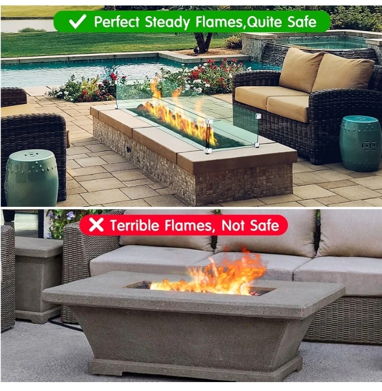 Skyflame Fire Pit Glass Wind Guard, 36" x 11.5", Clear - Image 7