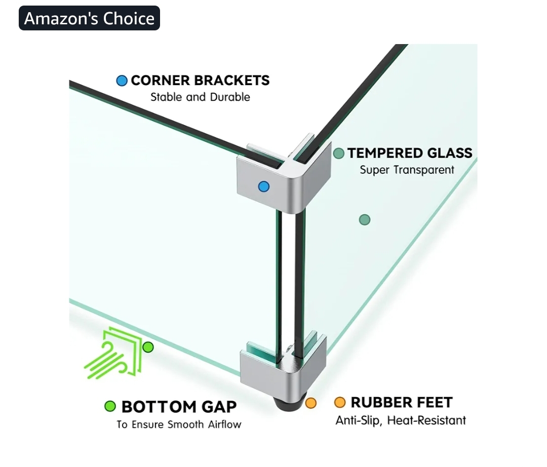 Skyflame Fire Pit Glass Wind Guard, 36" x 11.5", Clear - Image 8