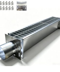 304 Stainless Steel Channel Drain with Galvanized Steel Grate, 44.4x5.9x5.5 in Heavy Duty Trench Drain System with Sealing Plate Drain Outlet