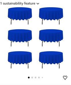 6 Pack Royal Blue Round Tablecloths 90 Inch for 60" Tables