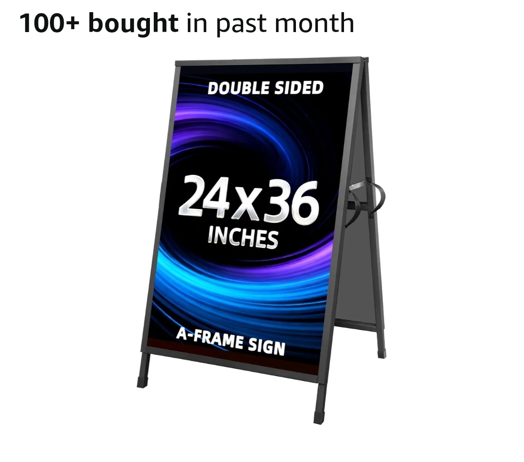 Heavy Duty Slide-in Folding Sandwich Board A-Frame Sidewalk Sign 24x36 Inch