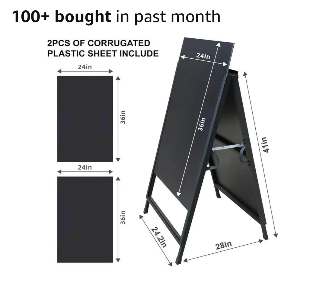 Heavy Duty Slide-in Folding Sandwich Board A-Frame Sidewalk Sign 24x36 Inch - Image 5