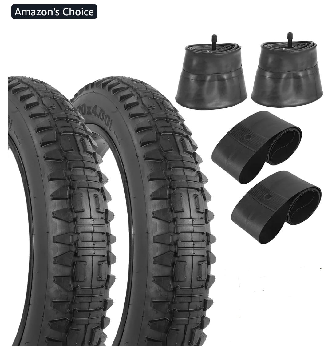 98-406 20x4.0 Fat Tire and Tube for E-Bike, MTB- 1/2Pack-Black
