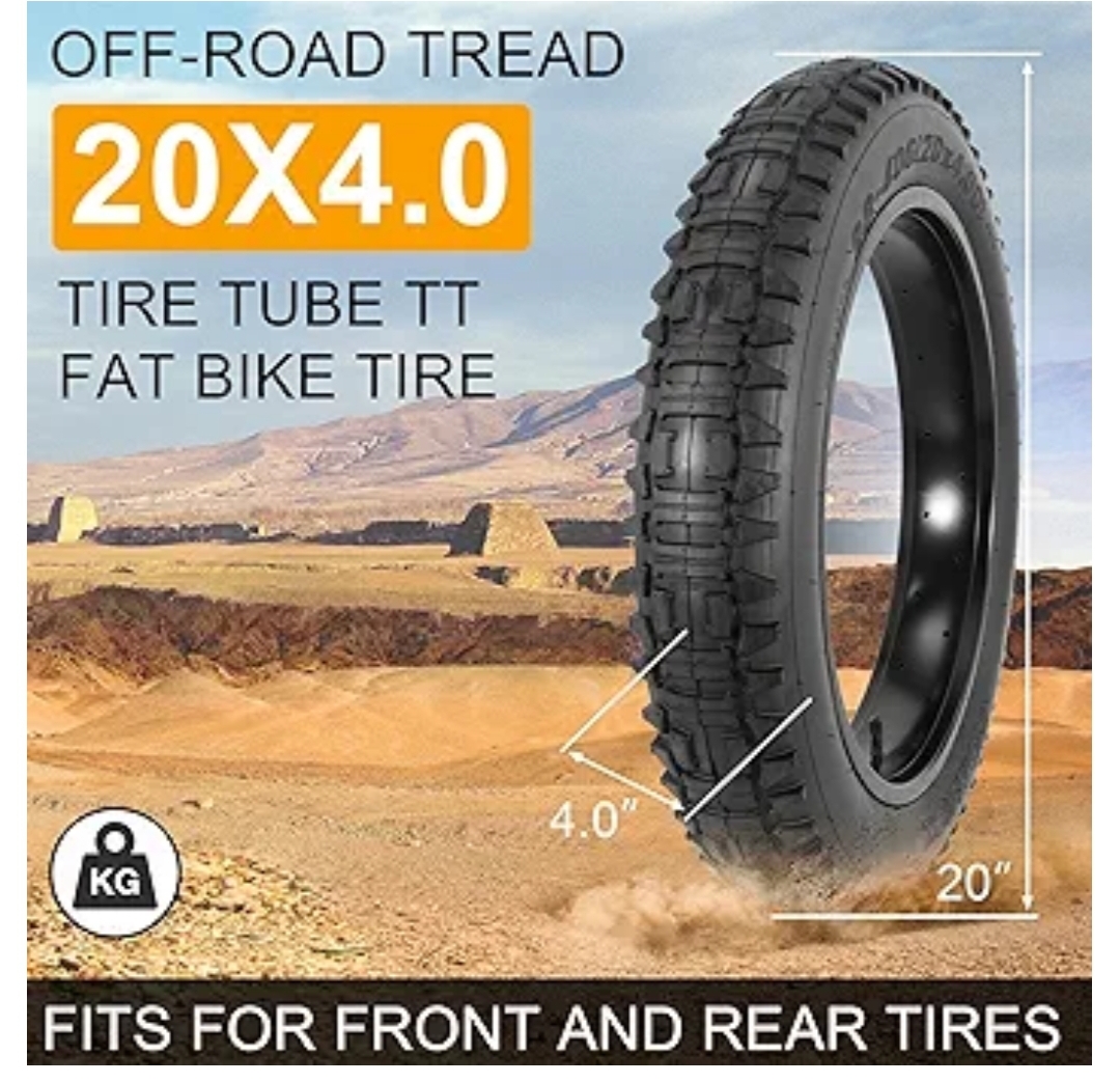98-406 20x4.0 Fat Tire and Tube for E-Bike, MTB- 1/2Pack-Black - Image 4