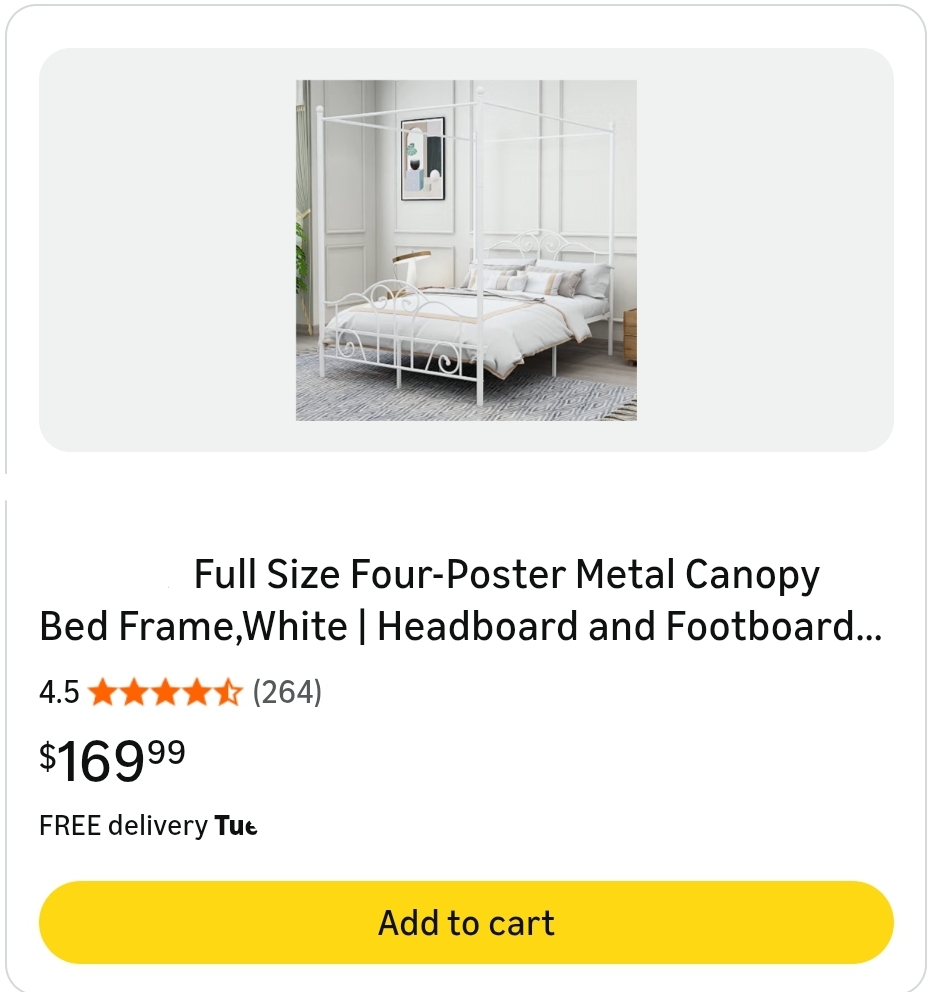 Full Size Bed Frame Four-Poster Metal Canopy Bed Frame Full with Headboard and Footboard - Image 2