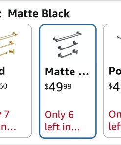 Alternative view of Matte Black 4-Piece Bathroom Hardware Kit Set Stainless Steel Wall Mount