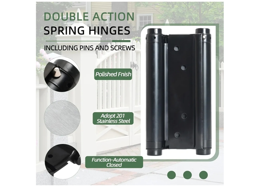 4pk 6 inch Double Action Spring Hinges, Self Closing Door Hinges - Image 6