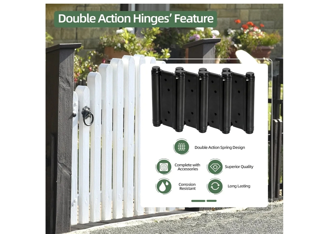 4pk 6 inch Double Action Spring Hinges, Self Closing Door Hinges - Image 7