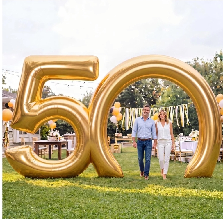 Inflatable Arch 50th Anniversary Gold