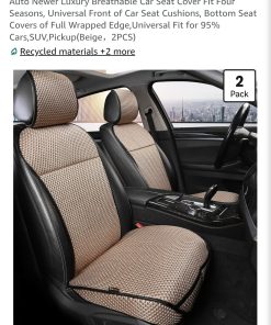 Auto Newer Luxury Breathable Car Seat Cover Fit Four Seasons, Universal Front of Car Seat Cushions, Bottom Seat Covers of Full Wrapped Edge,Universal Fit for 95% Cars, SUV, Pickup (Beige, 2PCS)