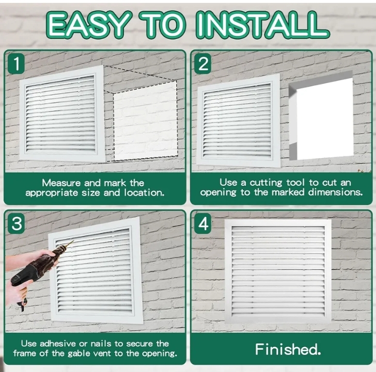 2 Pcs 26" x 26" Gable Vent Aluminum Alloy Wall Vents Shed Attic Vent with Screen Return Air Grill - Image 8