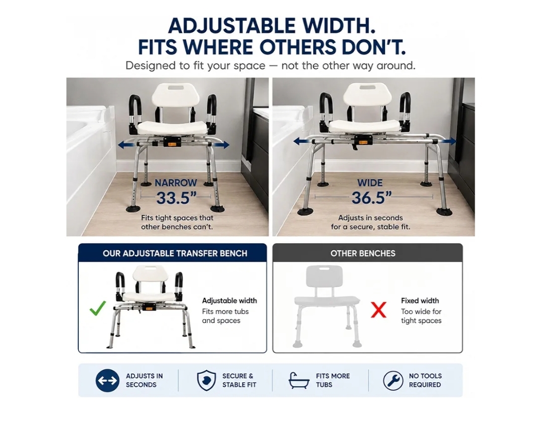 360 Max Comfort Swivel Shower Chair & Transfer Bench, Extra-Wide 360lb Capacity, Non-Slip & Padded Arms - Image 6