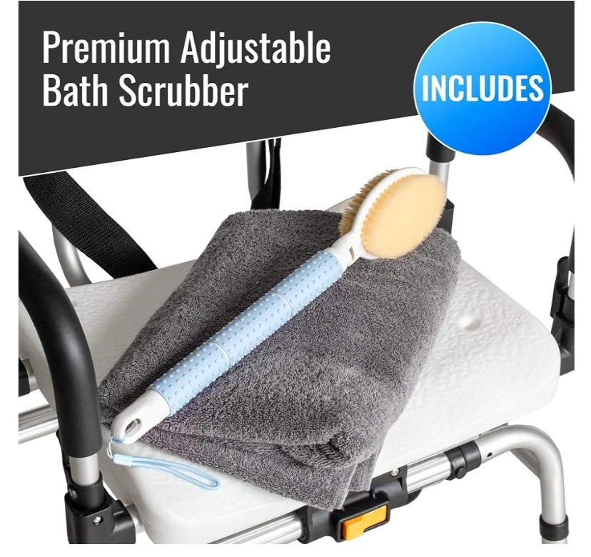 360 Max Comfort Swivel Shower Chair & Transfer Bench, Extra-Wide 360lb Capacity, Non-Slip & Padded Arms - Image 9