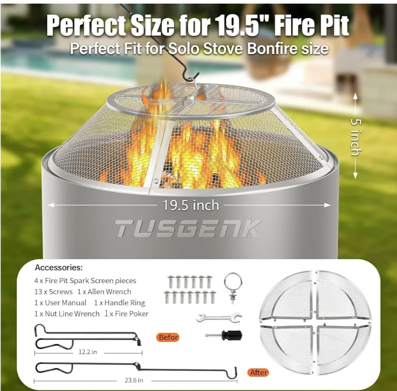 Fire Pit Spark Screen for Solo Stove Bonfire, 19.5 Inch - Image 4