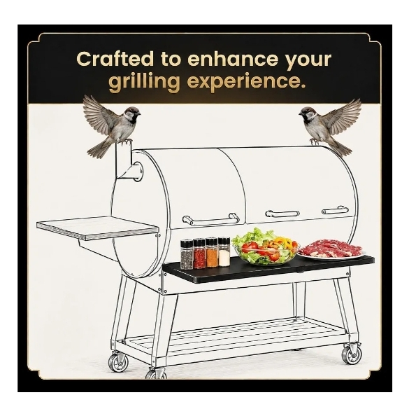Folding Front Shelf Compatible with Recteq DualFire 1200 Grill, Foldable Front Prep Table - Image 5