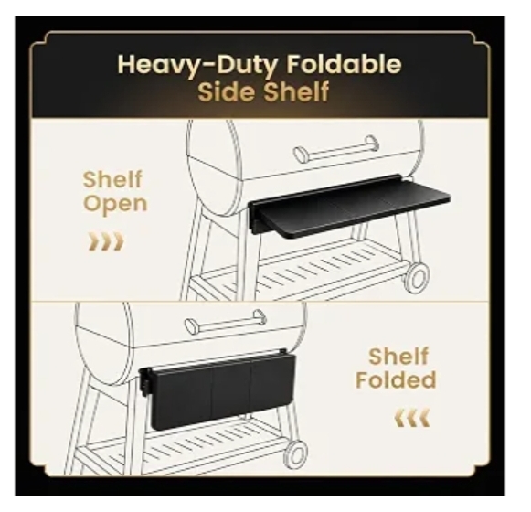 Folding Front Shelf Compatible with Recteq DualFire 1200 Grill, Foldable Front Prep Table - Image 8