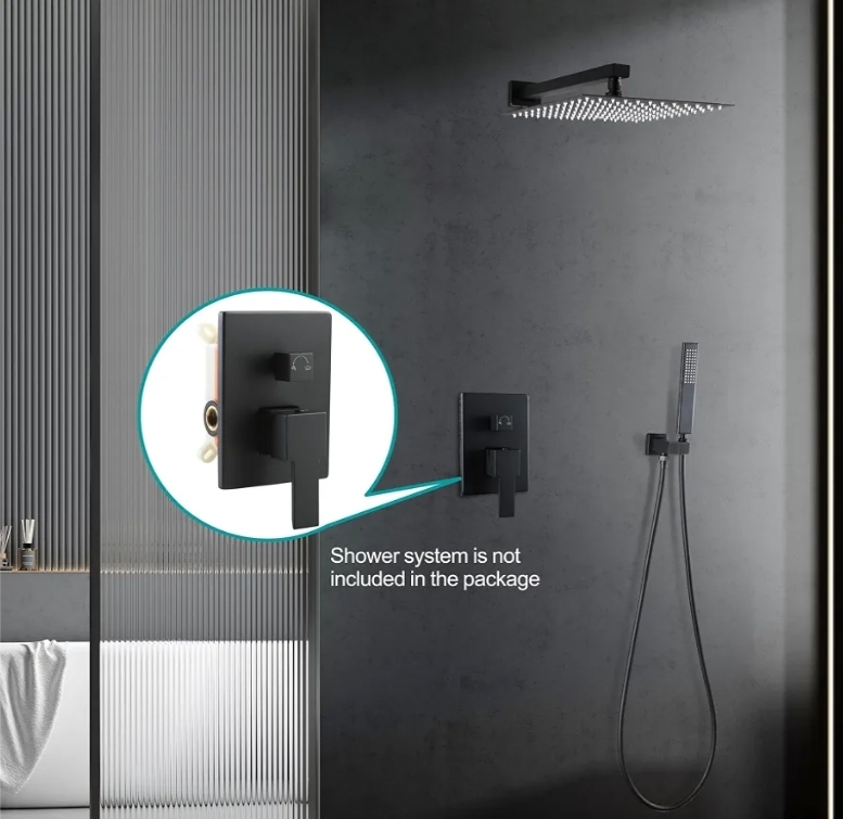 Shower Valve Matte Black Dual Function Shower Valve Replacement Wall Mount Single-Handle - Image 10