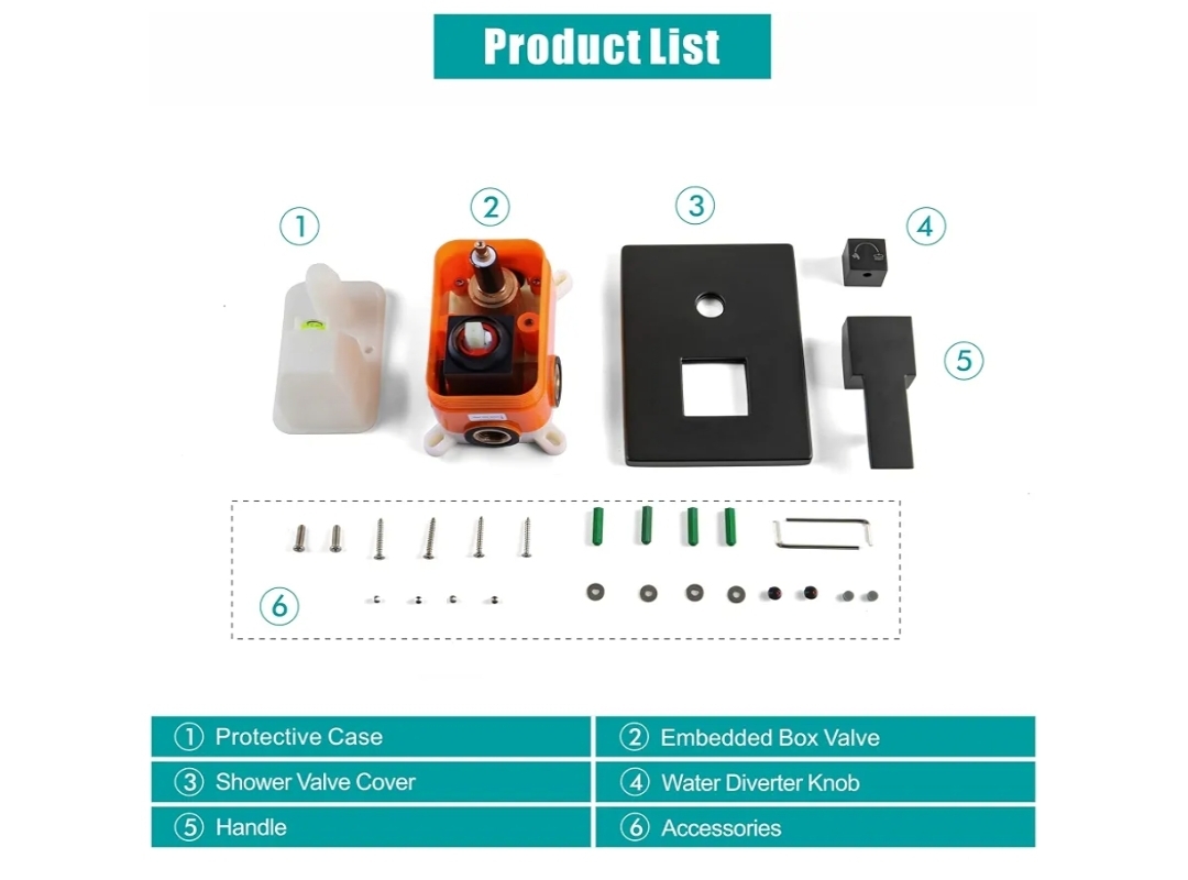 Shower Valve Matte Black Dual Function Shower Valve Replacement Wall Mount Single-Handle - Image 11