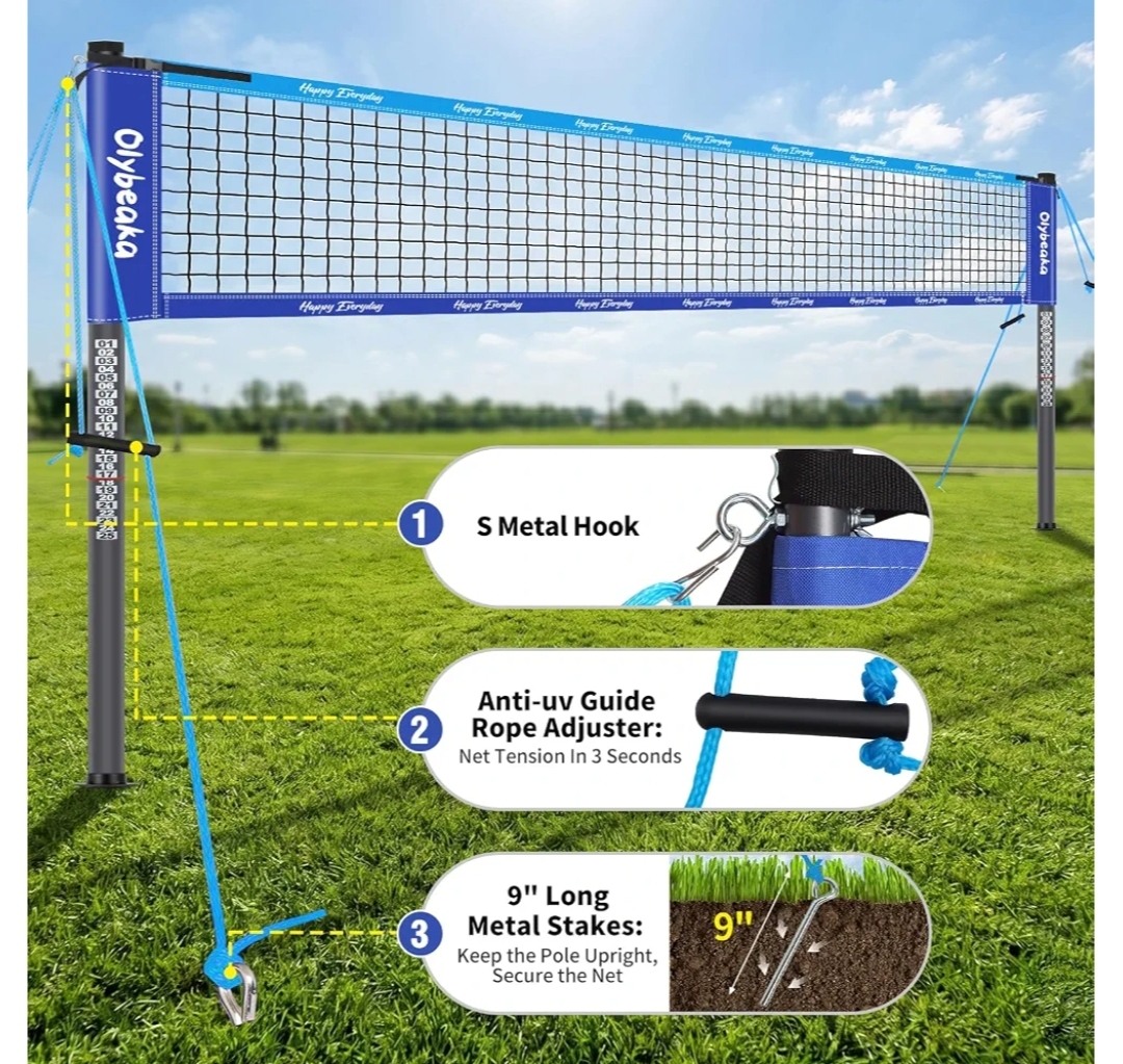 32FT Portable Outdoor Volleyball Net Set for Backyard, Beach - Image 15