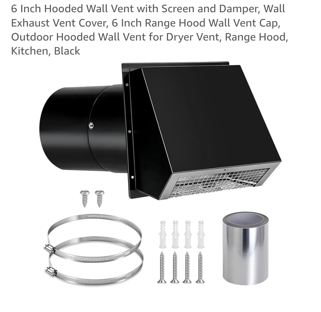 6 Inch Hooded Wall Vent with Screen and Damper, Wall Exhaust Vent Cover - Image 5