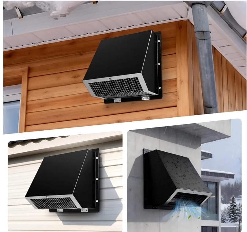 6 Inch Hooded Wall Vent with Screen and Damper, Wall Exhaust Vent Cover - Image 10