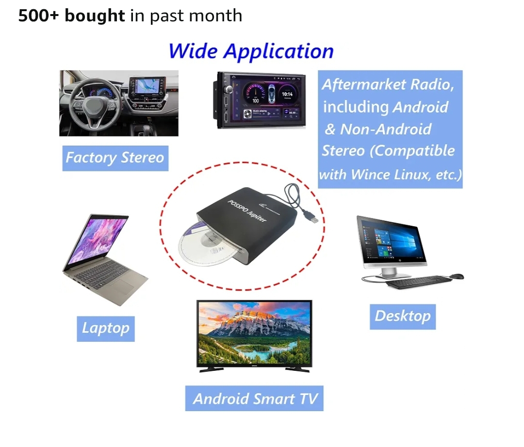 Jupiter USB CD Player for Car Auto Portable, DVD for PC, Support AUX - Image 7