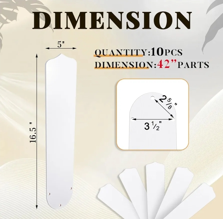 Lineshading 10Pack 16 1/2" Replacement Fan Blade for 42" Ceiling Fan, White - Image 5