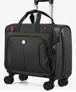 Rigid Frame Rolling Laptop Bag on Wheels, Rolling Briefcase with USB & Type-C Charging Port, Water Resistant Rolling Computer Bag for 17.3 Inch Laptop, Work Travel and Business